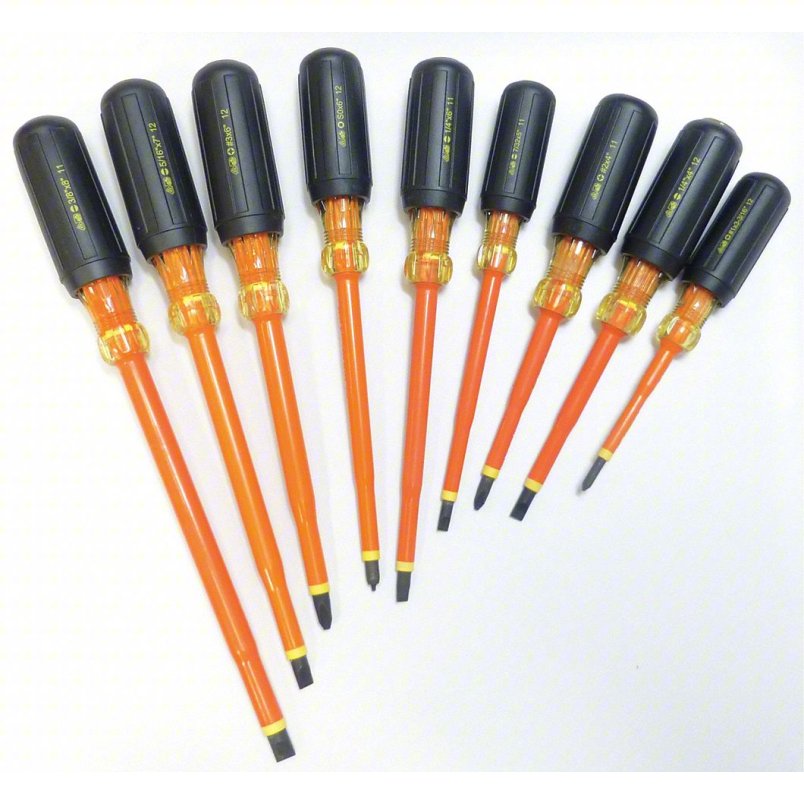 359103 - Assorted Insulated Screwdriver Set, Acetate with Vinyl Grip, Number of Pieces: 9