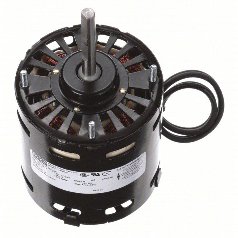D1121 - FASCO Condenser Fan Motor: Keeprite OEM Repl, 1/20 HP, 1,550 Nameplate RPM, 208-230V AC, Sha