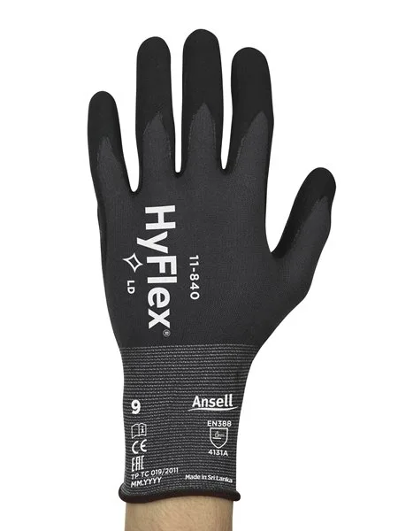 HYFLEX 11-840 8 - ANSELL HYFLEX 11-840 GLOVES: NYLON/SPANDEX, FOAM NITRILE COATED, SIZE 8